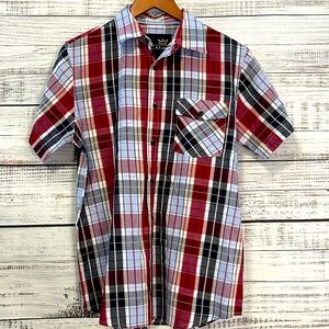 BLUE CROWN red and blue plaid shirt | Size Medium